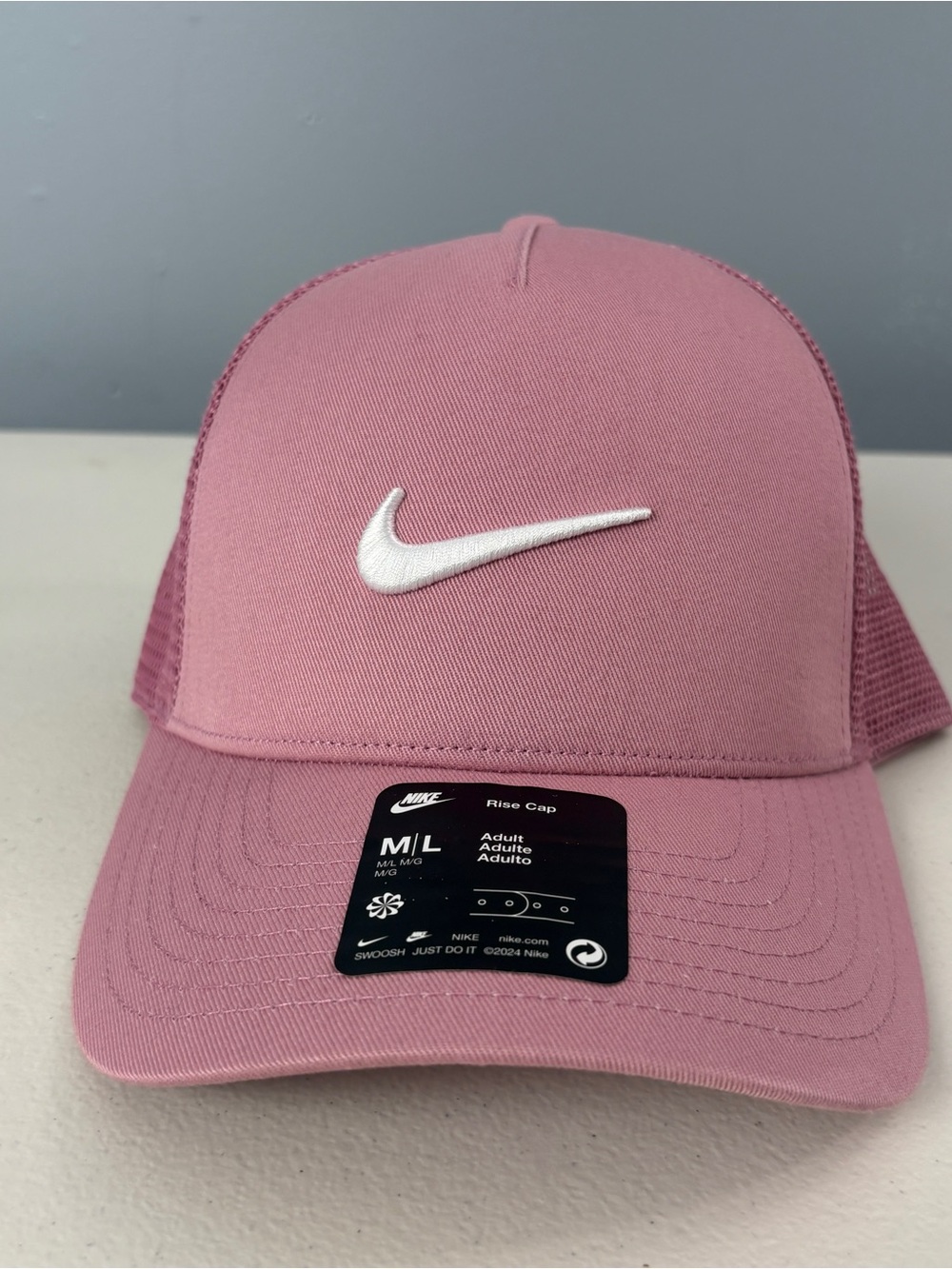 Nike Hat Rise Cap Snapback M/L Pink Structured Trucker Unisex I11314-699
